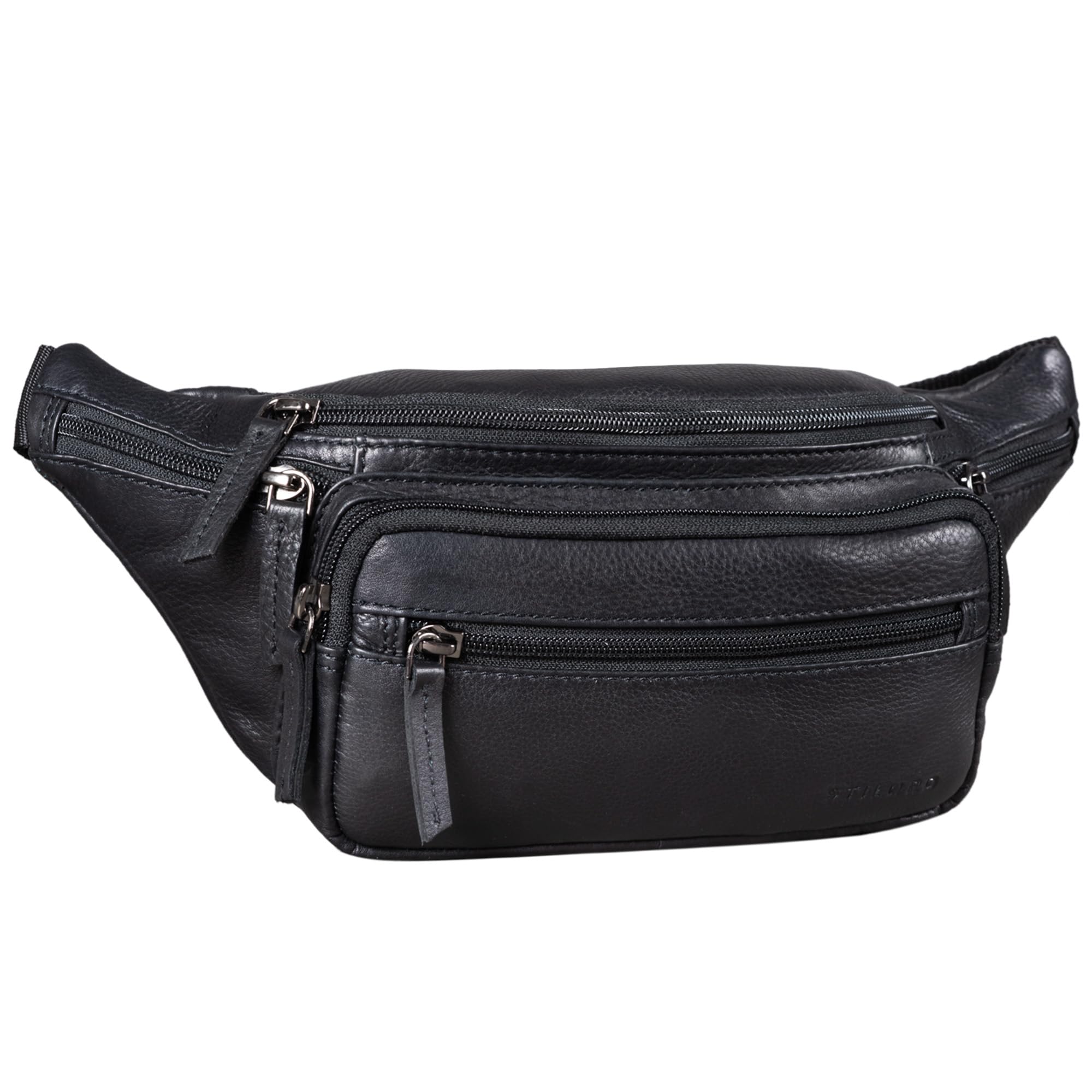 STILORD Zion Vintage Gürteltasche Echtleder als Bauchtasche Umhängetasche oder Brusttasche Cross-Body Bag Hüfttasche Männer Damen Handy Festival Leder Farbe:Obsidian schwarz