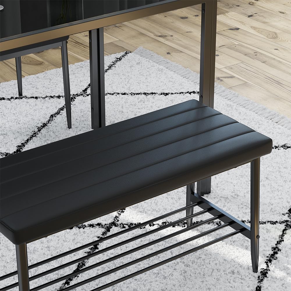 Vicco Sitzbank Grand, Schwarz, 85 x 35 cm, zur Verwendung als Essgruppe in Küche oder Esszimmer