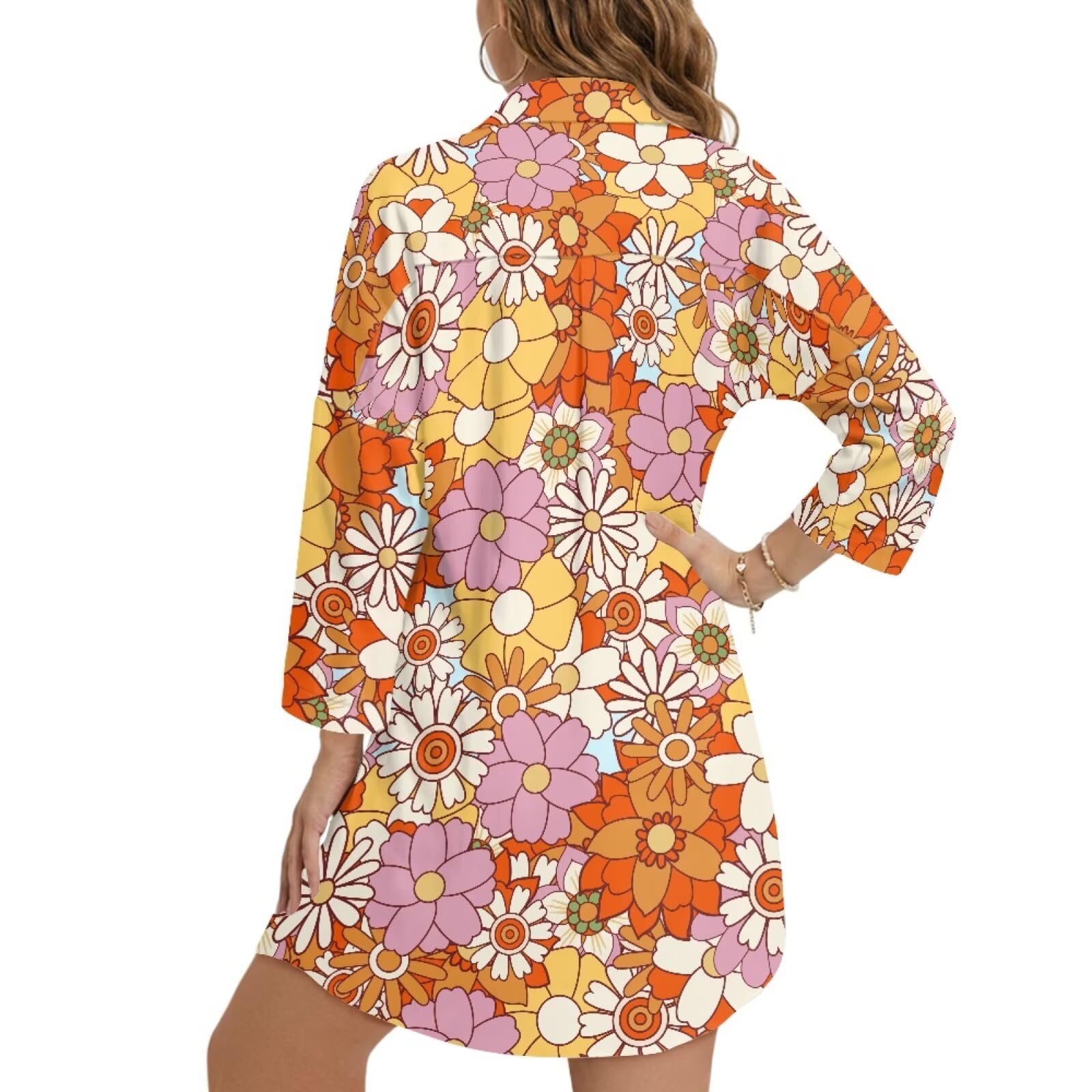 Salida de baño con botones para mujer, salida de baño de longitud media con bolsillo, S-3XL