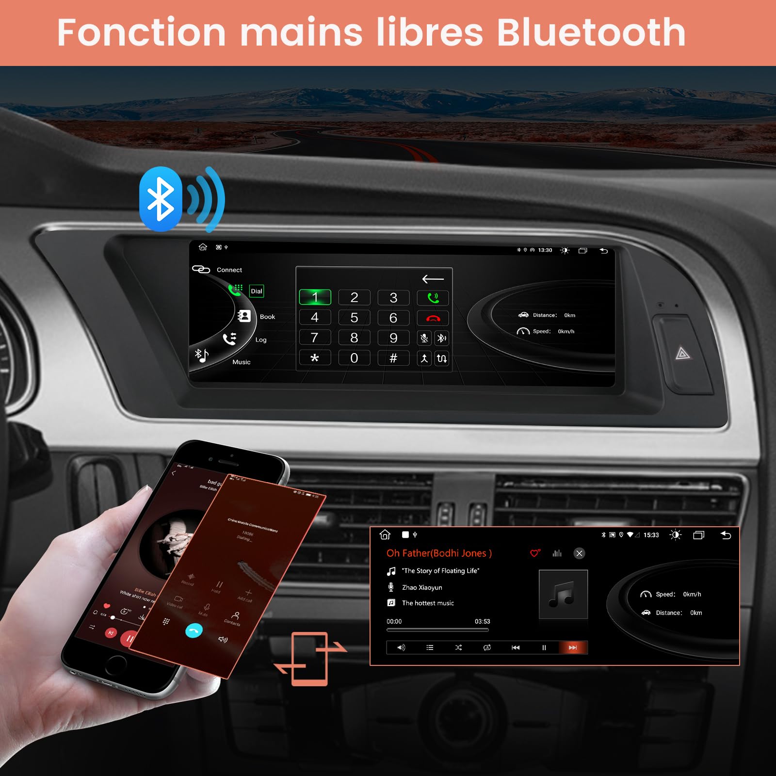 Autoradio Android 13 Pour Audi A5 2008-2016 - Écran 8,8", 4Go/64Go, CarPlay/Android Auto Sans Fil, 4G