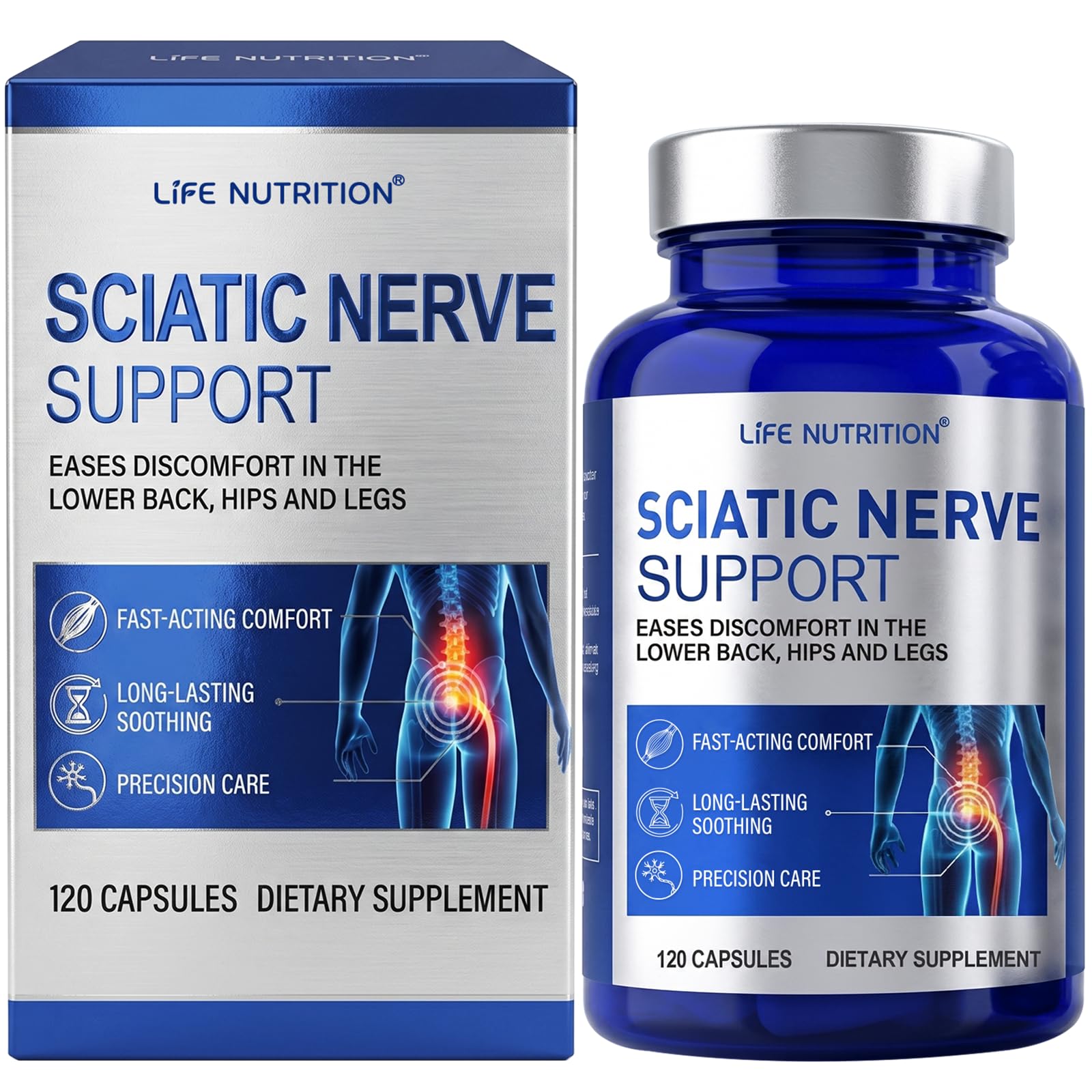 Sciatica Pain Relief & Nerve Pain Relief Supplement, 120 Capsules 120 Count (Pack of 1)