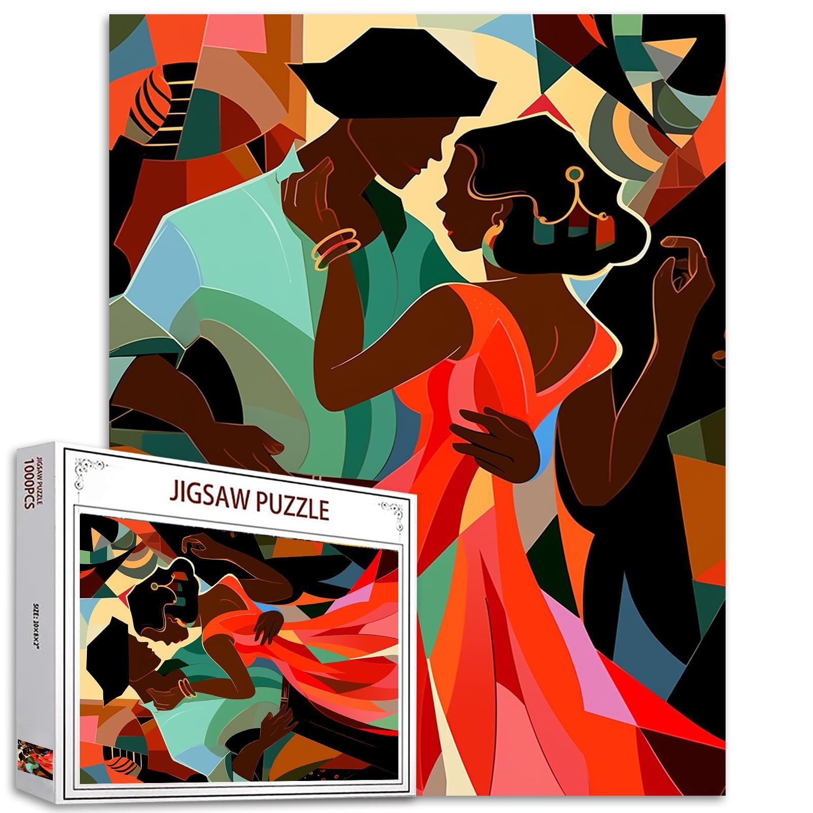 Rompecabezas de 1000 piezas para adultos, romántico, pareja, pintura, rompecabezas de África, niña y niño negros, juego de rompeca
