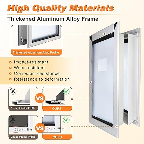 Miniatura 2 de Puerta de aluminio extra grande para pared, puerta para perros de clima extremo con solapas dobles magnéticas cerradas, puertas resistentes para