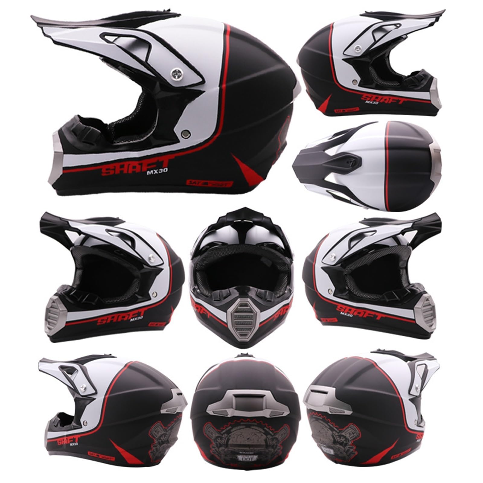 Casco da motocross Fullface MTB per bambini, con guanti, maschera, downhill, casco da moto per bambini, set da uomo, ATV, casco da moto MX Enduro, MTB, casco da moto