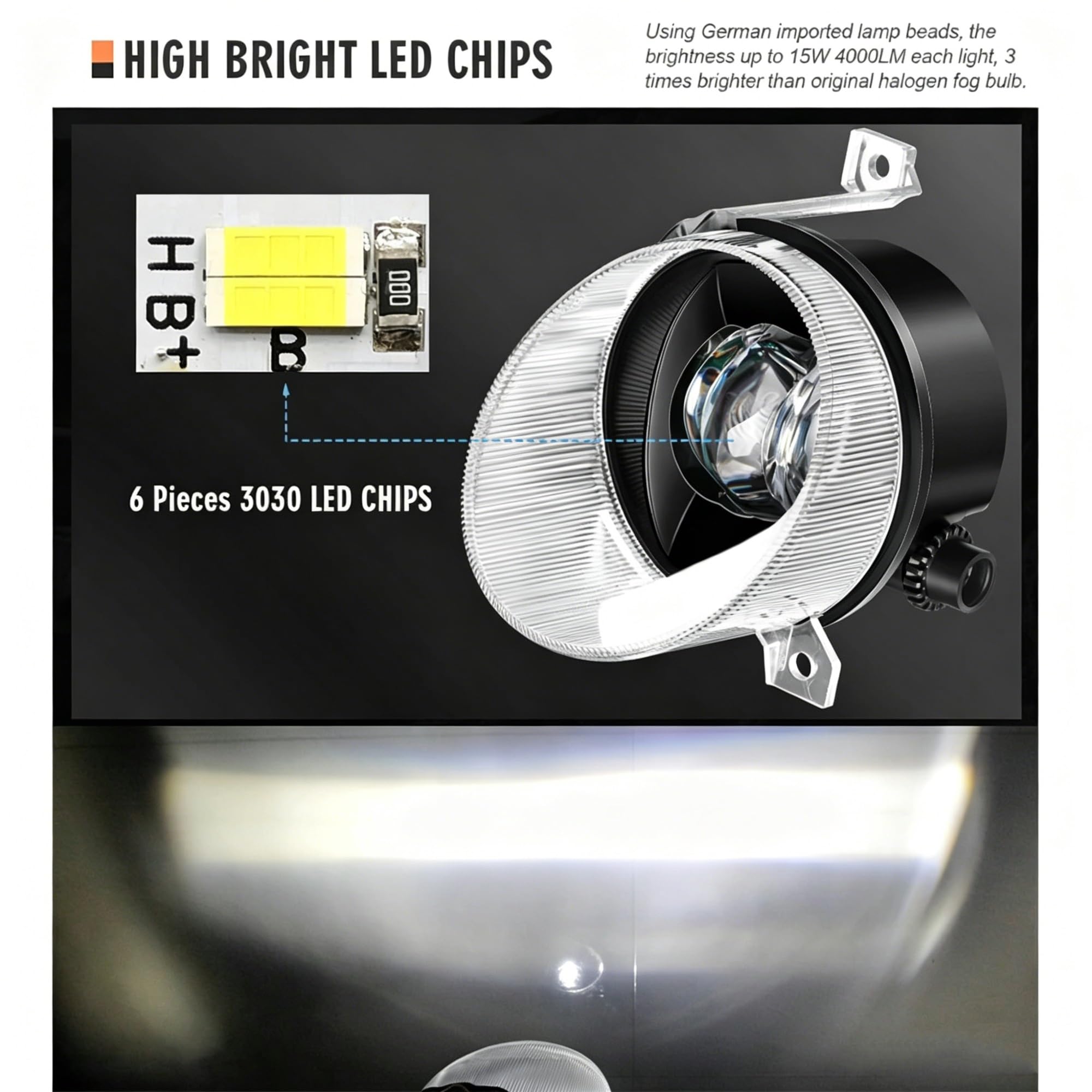Faro Delantero Lámpara Antiniebla Lente LED Coche 30W 8000LM Montaje Luz Antiniebla Canbus Para Benz Para Sprinter W907 W910 2019 2020 2021 2022 2023 Faros Antiniebla