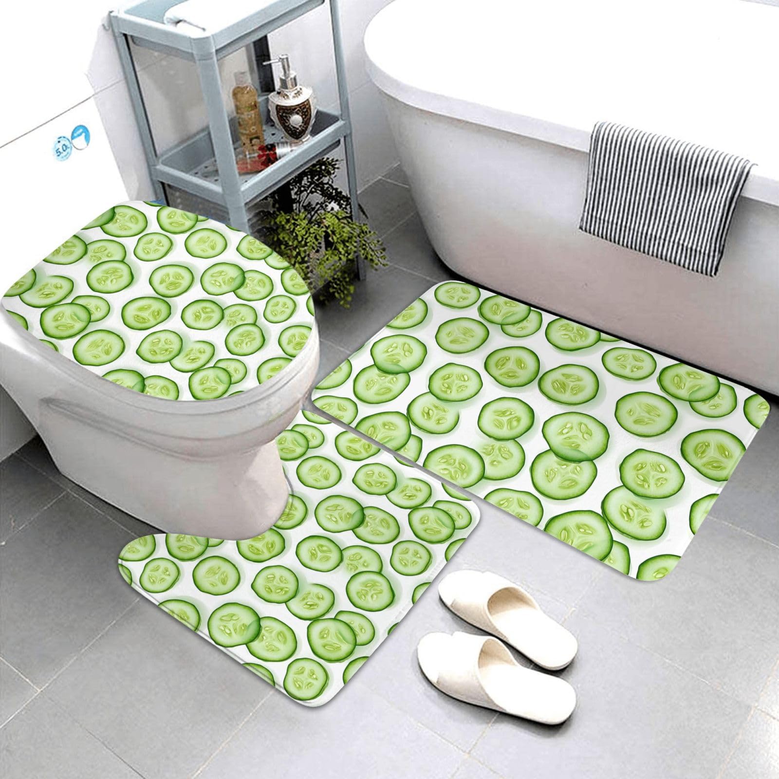 Tapis de bain absorbant et antidérapant lot de 3 concombre