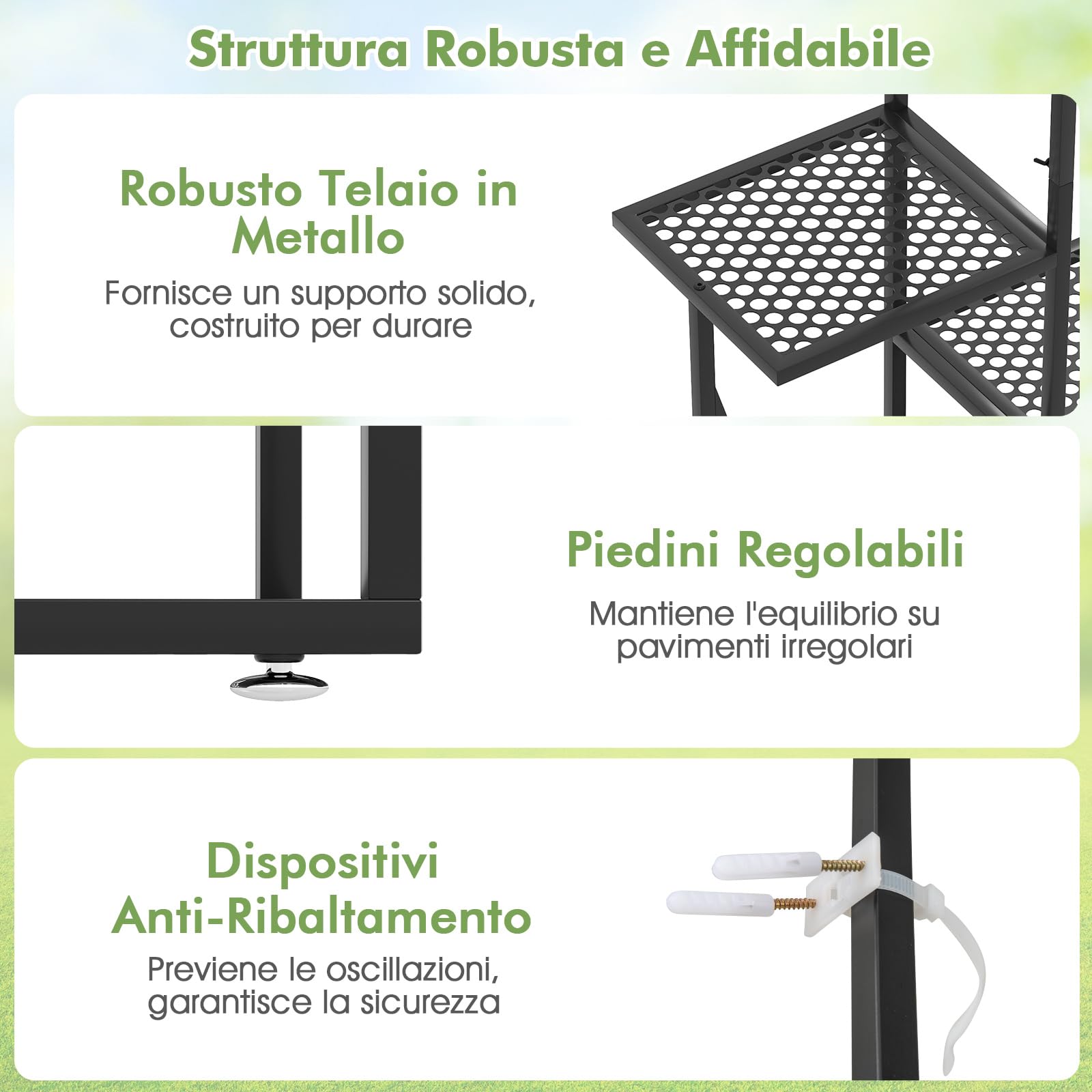 COSTWAY Scaffale Porta Piante a 6 Livelli, Scaffale per Vasi a Forma di Farfalla con 12 Ripiani in Rete Metallica e 4 Ganci, Mensola a Scala per Piante da Interno e Esterno (Nero)