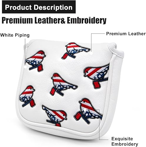 Miniatura 6 de Cubiertas para cabeza de golf, cubierta para conductor, 3 cubiertas de madera híbridas para la cabeza, bordado, bandera estadounidense, diseño de