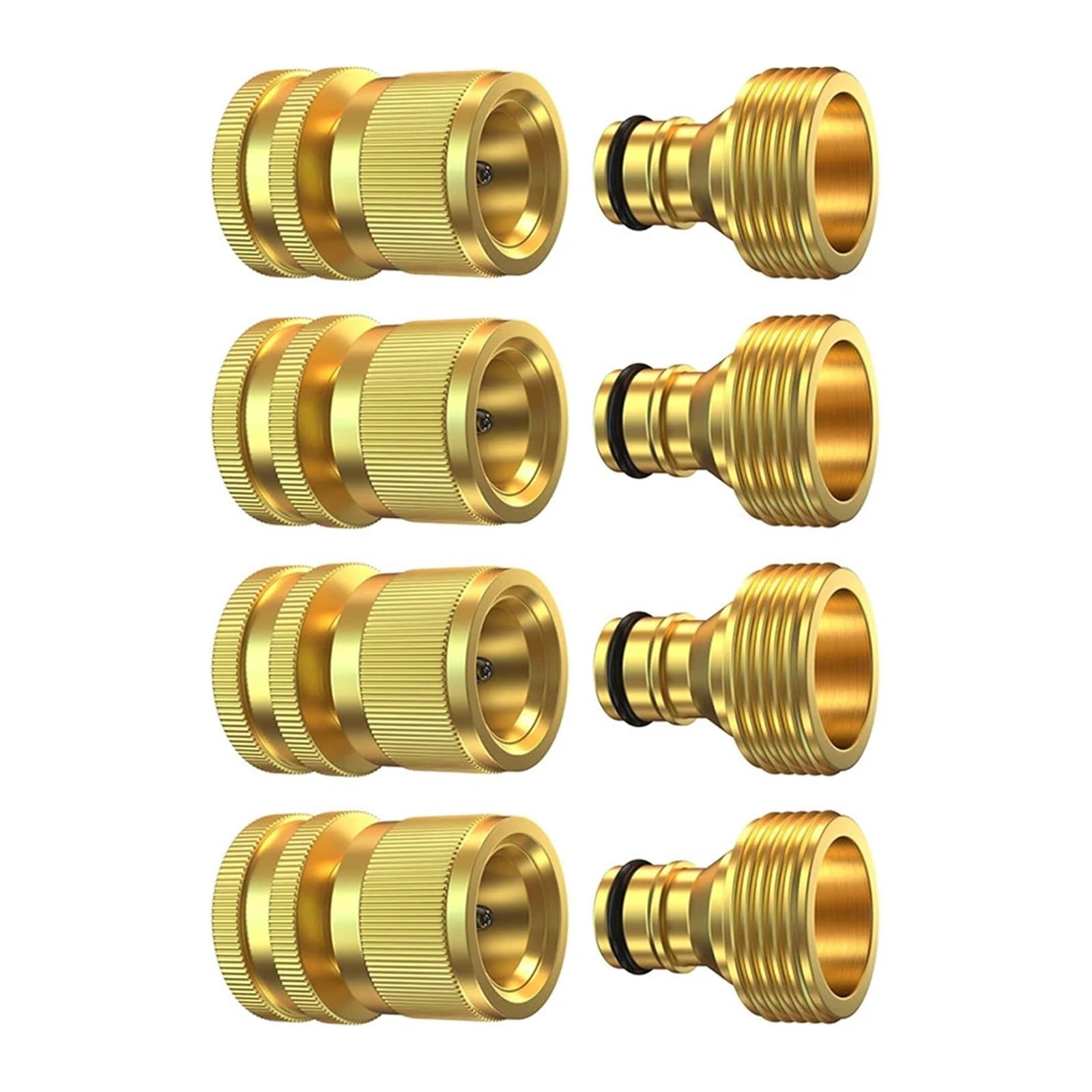 Conector de conexión rápida de latón for manguera de agua de alta resistencia, apto for mangueras de jardinería de 3/4".(4 Set (EU Standard))