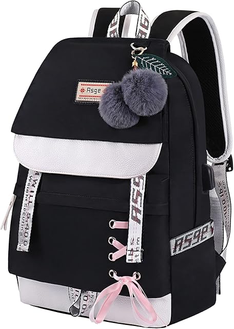 Asge Girls Backpack School Bags for Girls Nylon Waterproof College Rucksack Fashion Casual Daypack Women Bookbag Boys Schoolbag Teenagers Durable Unisex Student Backpacks