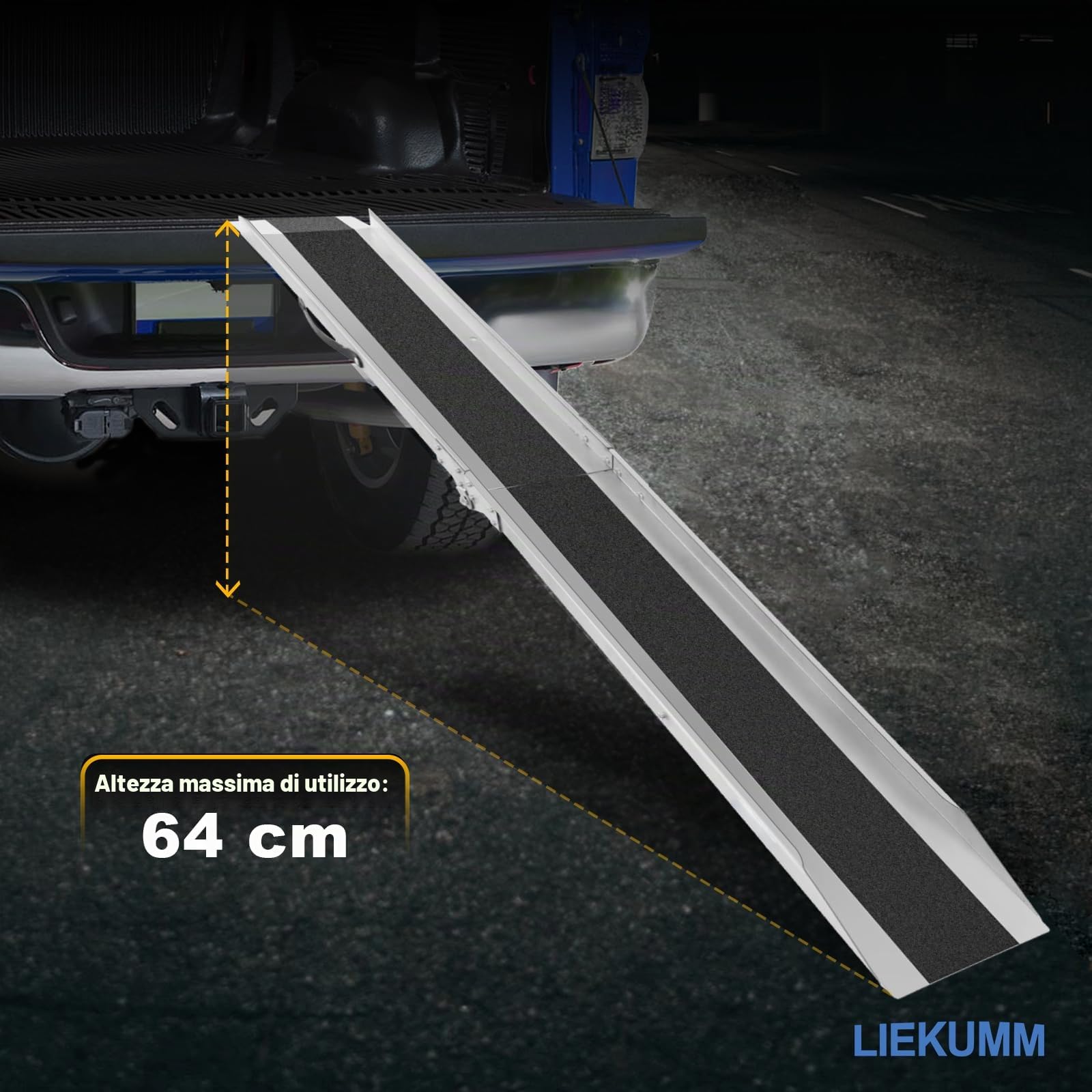 LIEKUMM Rampa di Carico Moto, 180cm Rampa pieghevole in acciaio con pellicola antiscivolo, 280KG capacità Rampa resistente per moto ATV Van Mower