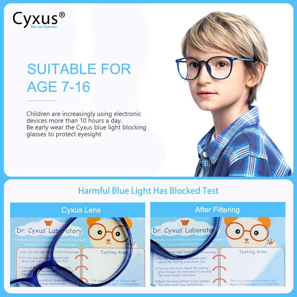 🔥 Cyxus Blue Light Glasses for Teens Anti Eyestrain Computer Gaming Eyewear for Kids Boys Girls Ages 7-16