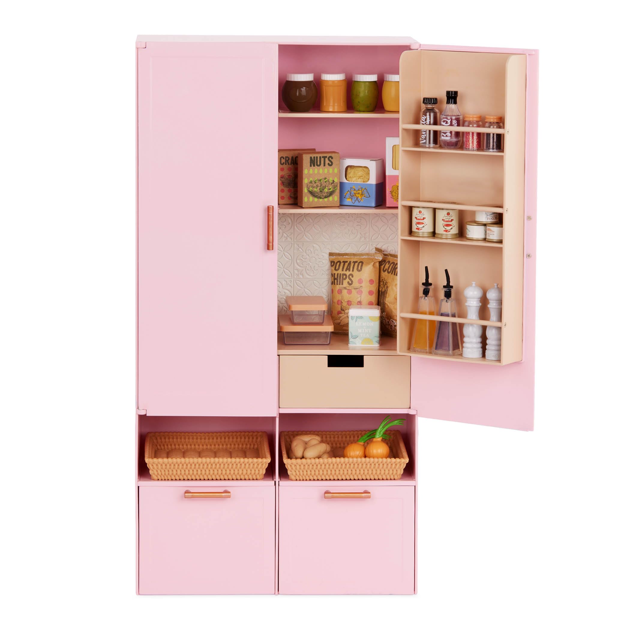 Our Generation - Una bella dispensa - Home Set di mobili da cucina - Articoli alimentari per finta - Accessori per bambole da 46 cm - Gioco d'immaginazione - Giocattolo per bambini dai 3 anni in su