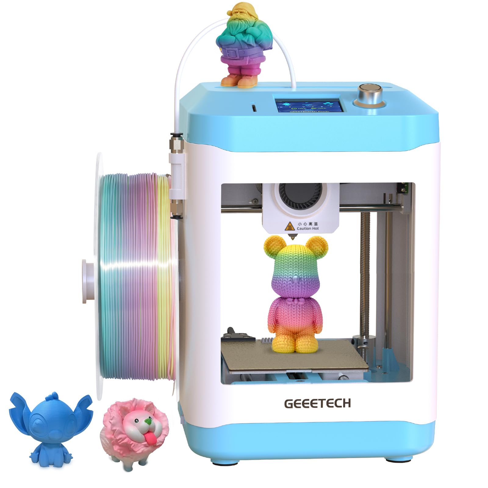 GIANTARM Impresora 3D Geeetech M1, Mini impresora 3D niveladora automática para principiantes, extrusora de accionamiento directo,velocidad de impresión 250 mm/s,tamaño de impresión 100 x 110 x 100 mm