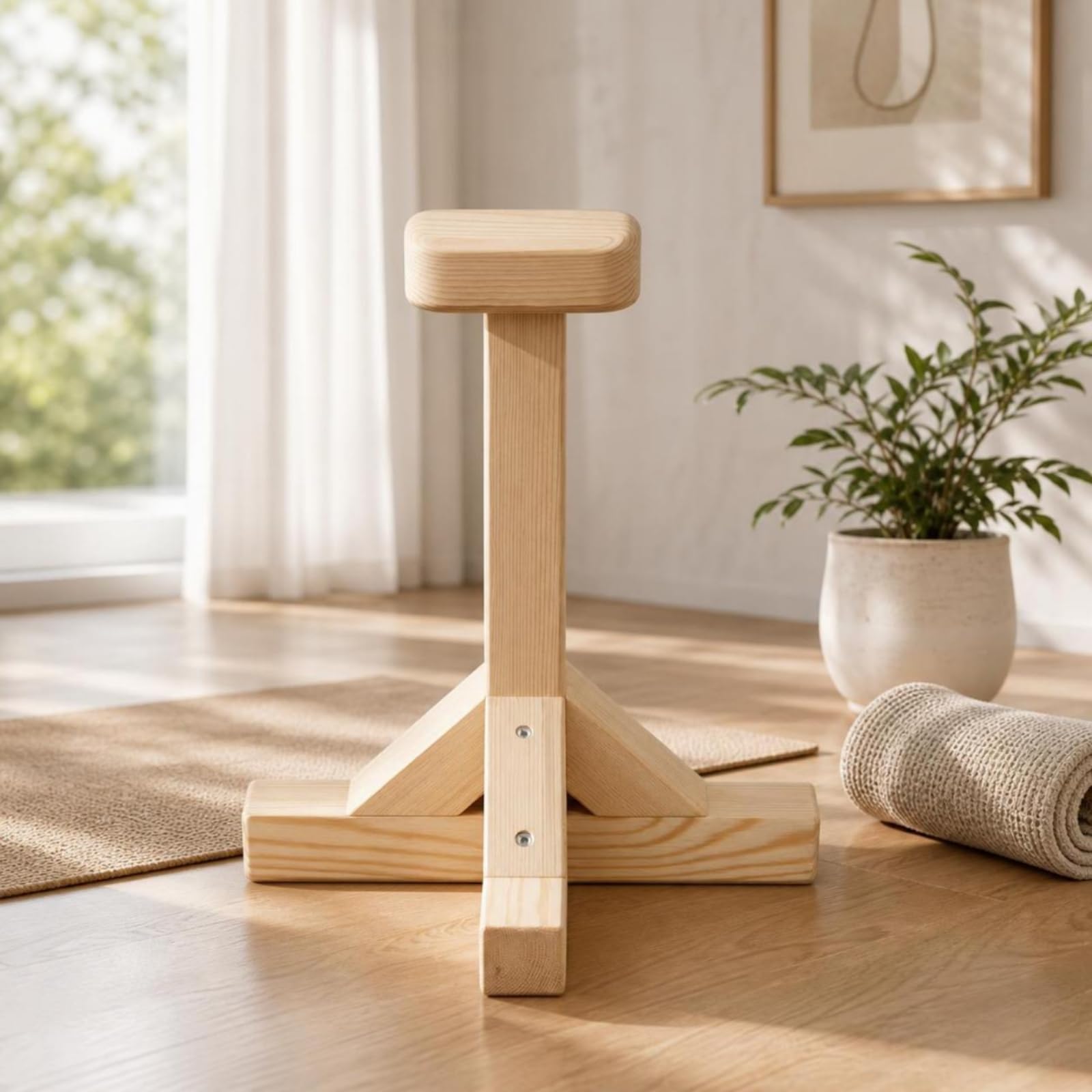 Entrenador de Equilibrio Manual Base de Madera para Handstand Construcción Resistente Poste Alto Agarre Ergonómico Reduce Fatiga Adecuado para Entrenamiento Funcional Estudio Hogar