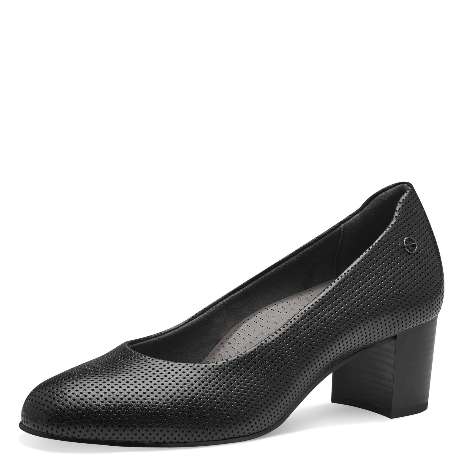 Tamaris Comfort Women’s Leather Pumps with Block Heel, Black, 6,5 UK