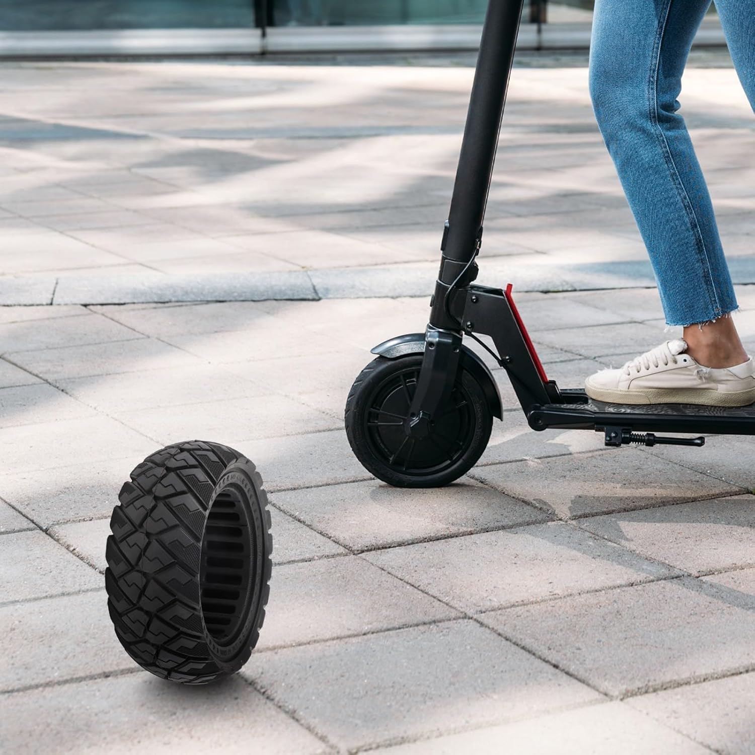 90/65-6.5 Tire 11Inch, For 11X Electric Scooter, Anti-Slip Off-Road Solid Tire, Electric Scooter Rubber Tyre Thickened Anti-slip Wear-resistant