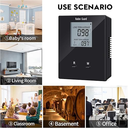 Miniatura 7 de Detector de radón casero, probador de radón portátil, monitor a largo y corto plazo, monitorea tu nivel de radón doméstico, evita que el radón