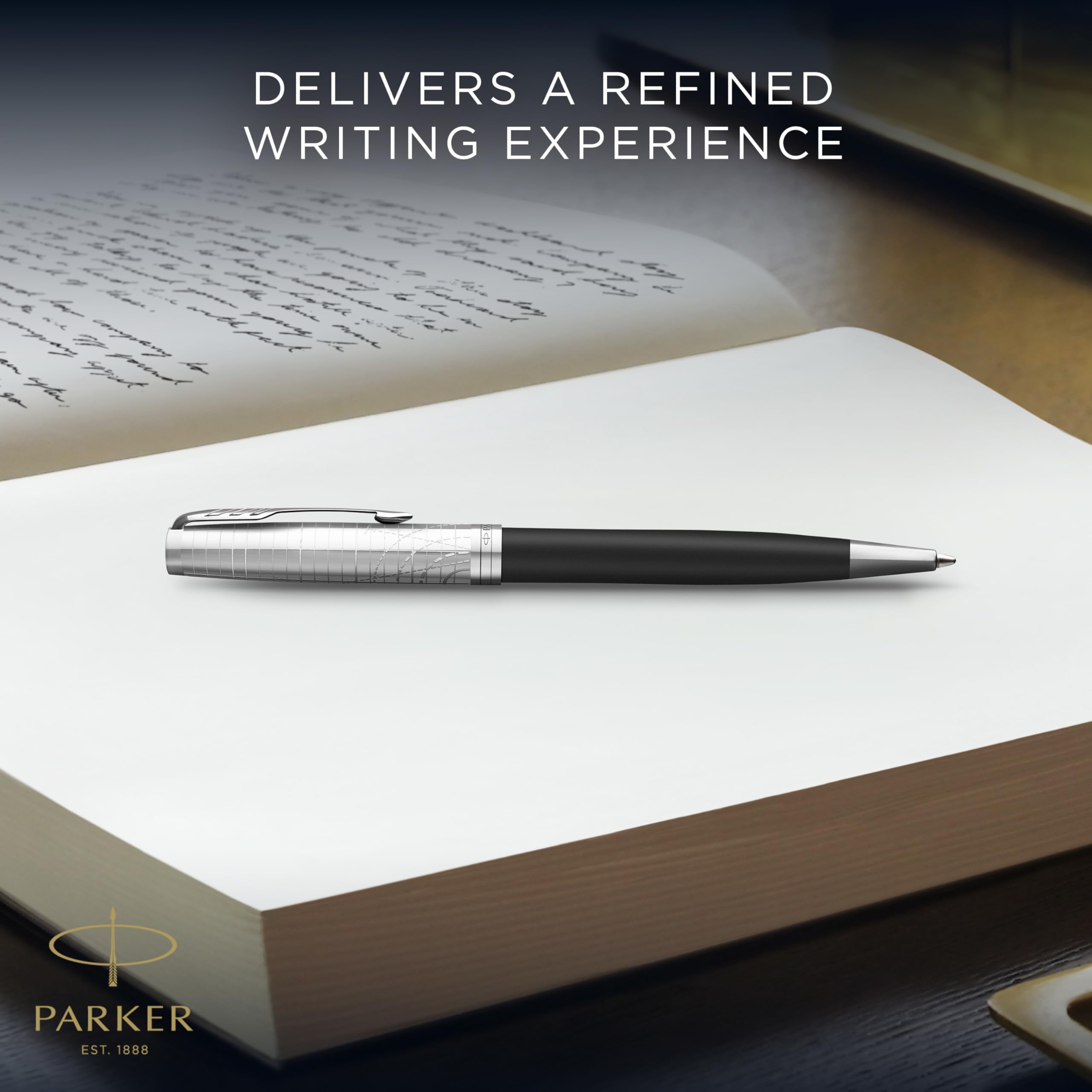 Parker Sonnet Penna a sfera | Collezione Legacy of Flight | Rifinitura cromata | Punta Media | Inchiostro nero | Confezione Regalo