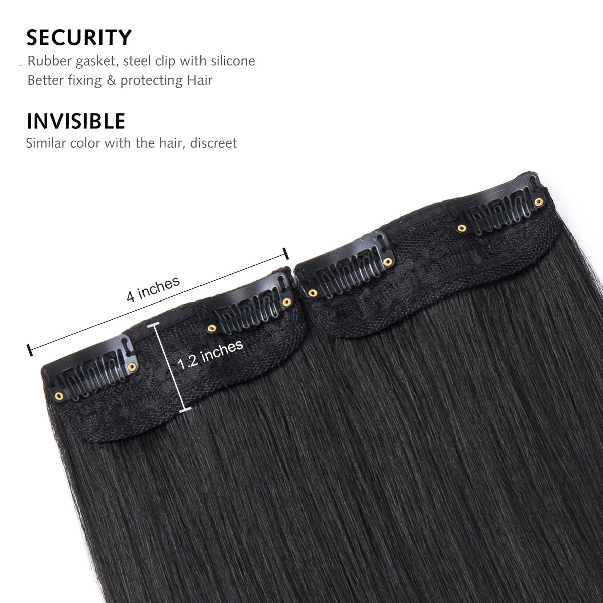 Yamel Clip in Hair Extensions 2 piece Set including 4 clips Short 8 inch Straight Synthetic Hairpieces for Women Hair Volumizing Natural Black - Image 3