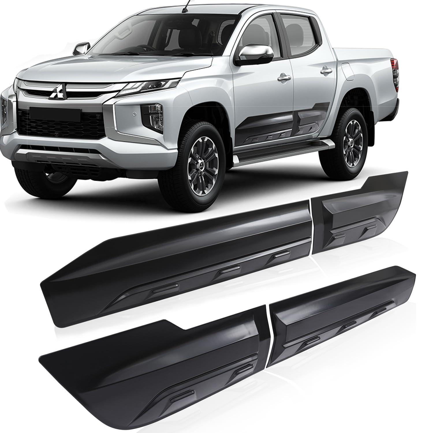 Seitenschutzleisten Türschutz für Mitsubishi L200 Triton (2019–2023) Doppelkabine – Stoßfeste & Kratzfeste ABS Karosserieschutzleisten für Türen, Seitenaufprallschutz Pickup Zubehör