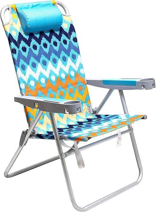 SunnyFeel Folding Beach Chair 5Postion Adjustable Reclining High Back