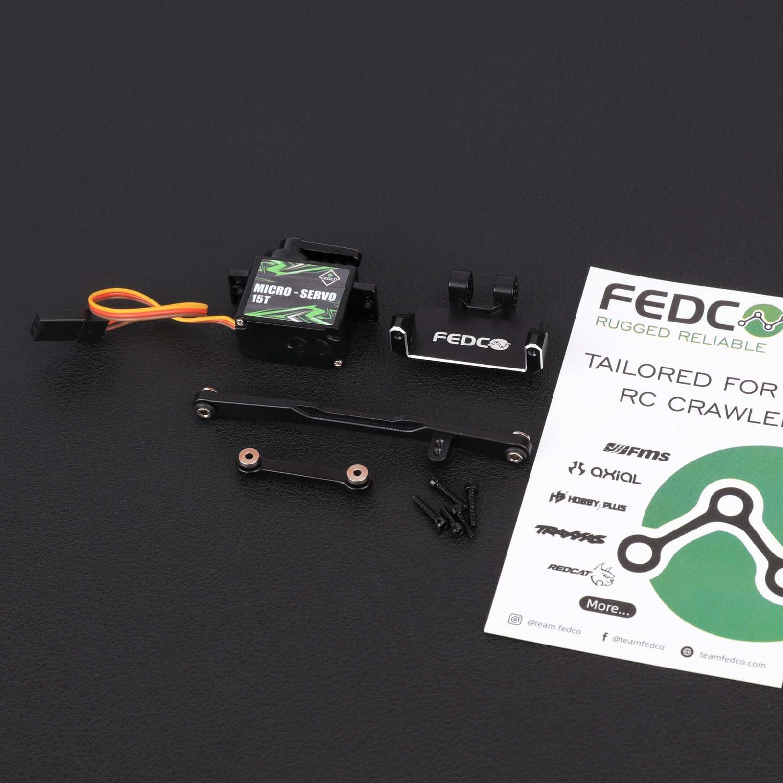 FEDCO SCX24 Servo Upgrade 12g Metal Gear Servo with 15T Servo Mount and Steering Link for Axial SCX24 Upgrade Parts Bronco C10 Deadbolt GX470 1/24 RC Crawler