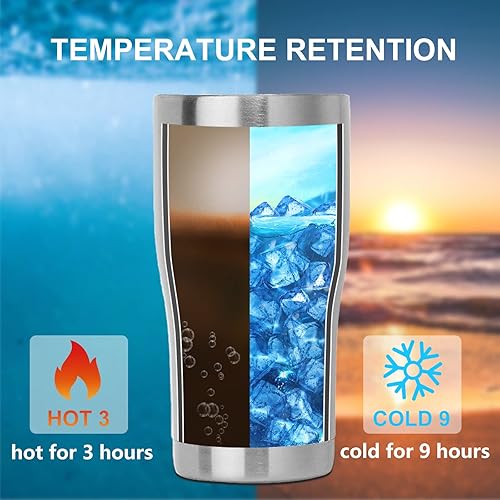 Miniatura 9 de DOMICARE vaso de doble pared con aislamiento al vacío, 20 onzas, con tapa, vaso de viaje de acero inoxidable, vaso de café con recubrimiento en polvo