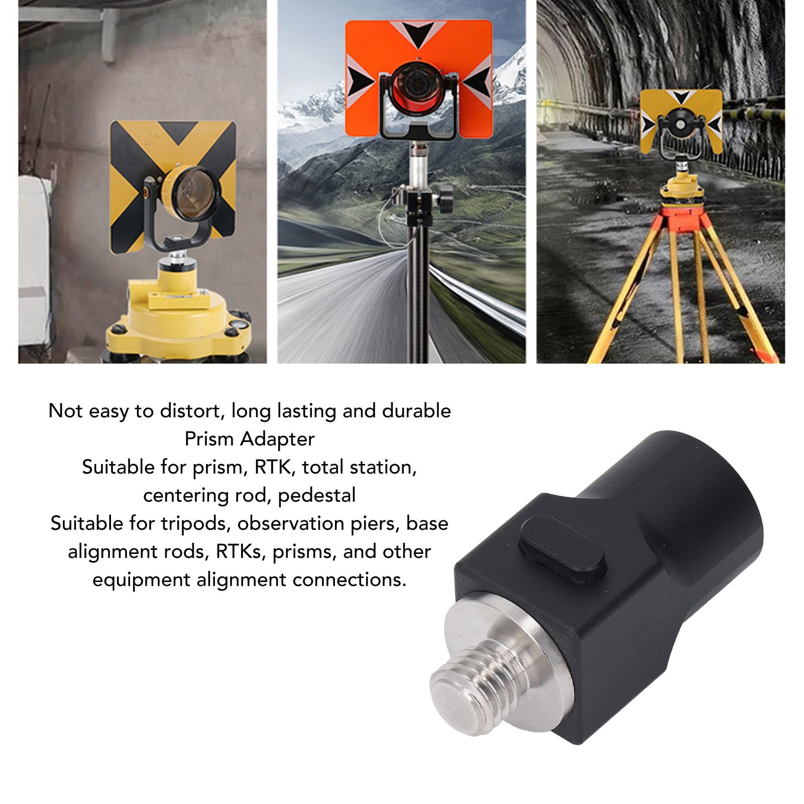 Adapter Pryzmowy, Zintegrowany Adapter GPS ze Stopu Aluminium o Wysokości 60 Mm, do Statywów RTK Pierścienie Obserwacyjne Pręty Wyrównujące podstawę