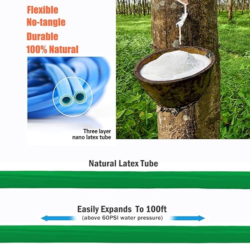 Miniatura 4 de Manguera de jardín expandible de 100 pies, manguera de agua con boquilla rociadora de 10 funciones, manguera ligera y flexible con accesorios de