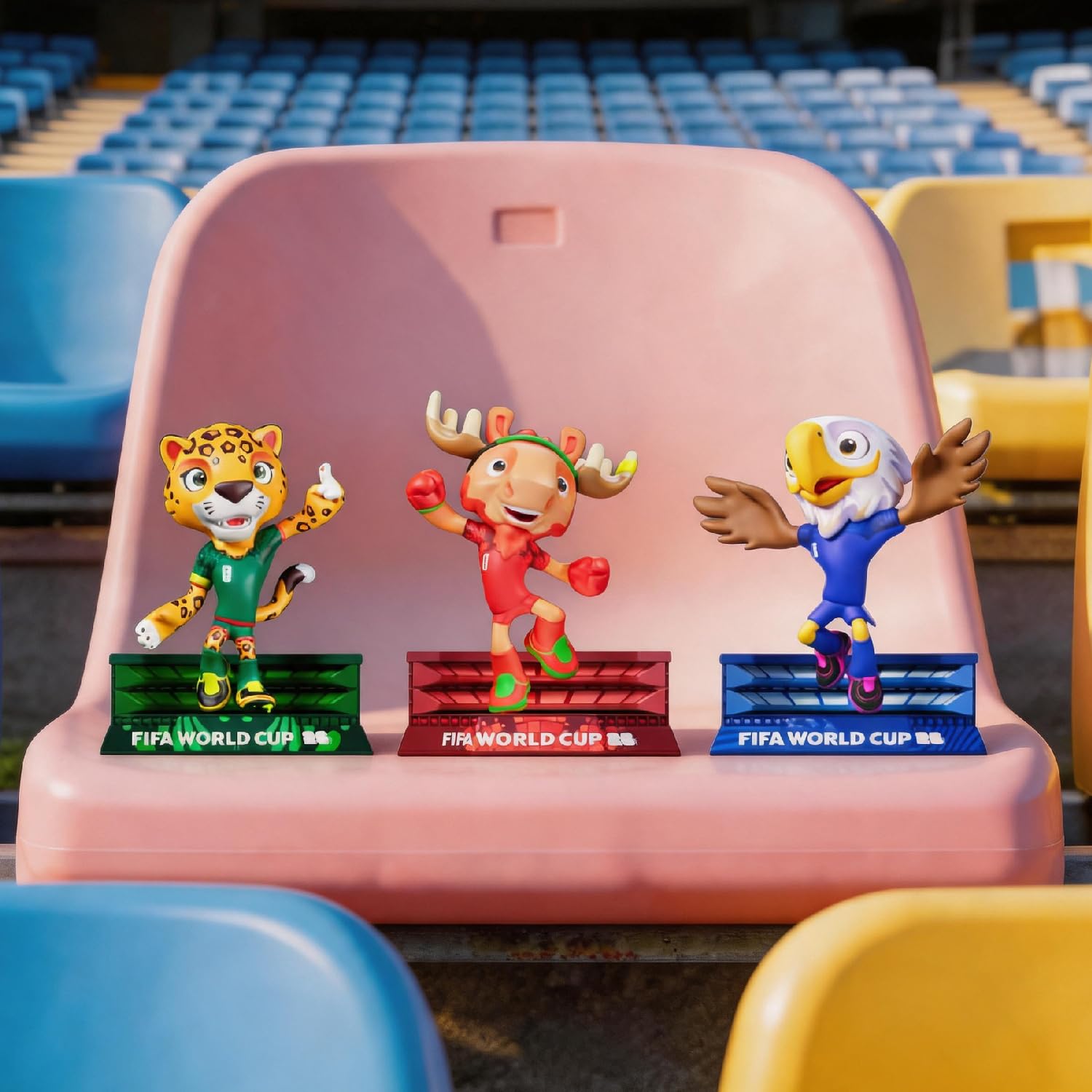 Set di mascotte della Coppa del Mondo FIFA 2026, 7,6 cm (acero, Zayu, pochette) | Stile energico | Licenza Ufficiale | Personaggi da collezione, idea regalo per fan e collezionisti, articoli