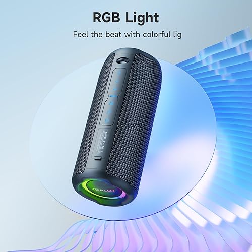Miniatura 6 de ZEALOT Altavoz Bluetooth portátil, altavoces inalámbricos Bluetooth, altavoz al aire libre impermeable, IPX6, sonido estéreo fuerte de 40 W, graves