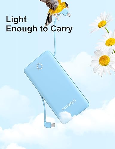 Miniatura 5 de Cargador portátil delgado de 10000 mAh con cable integrado, cargador de teléfono de viaje, paquete de batería externa para teléfono, 4 salidas USB