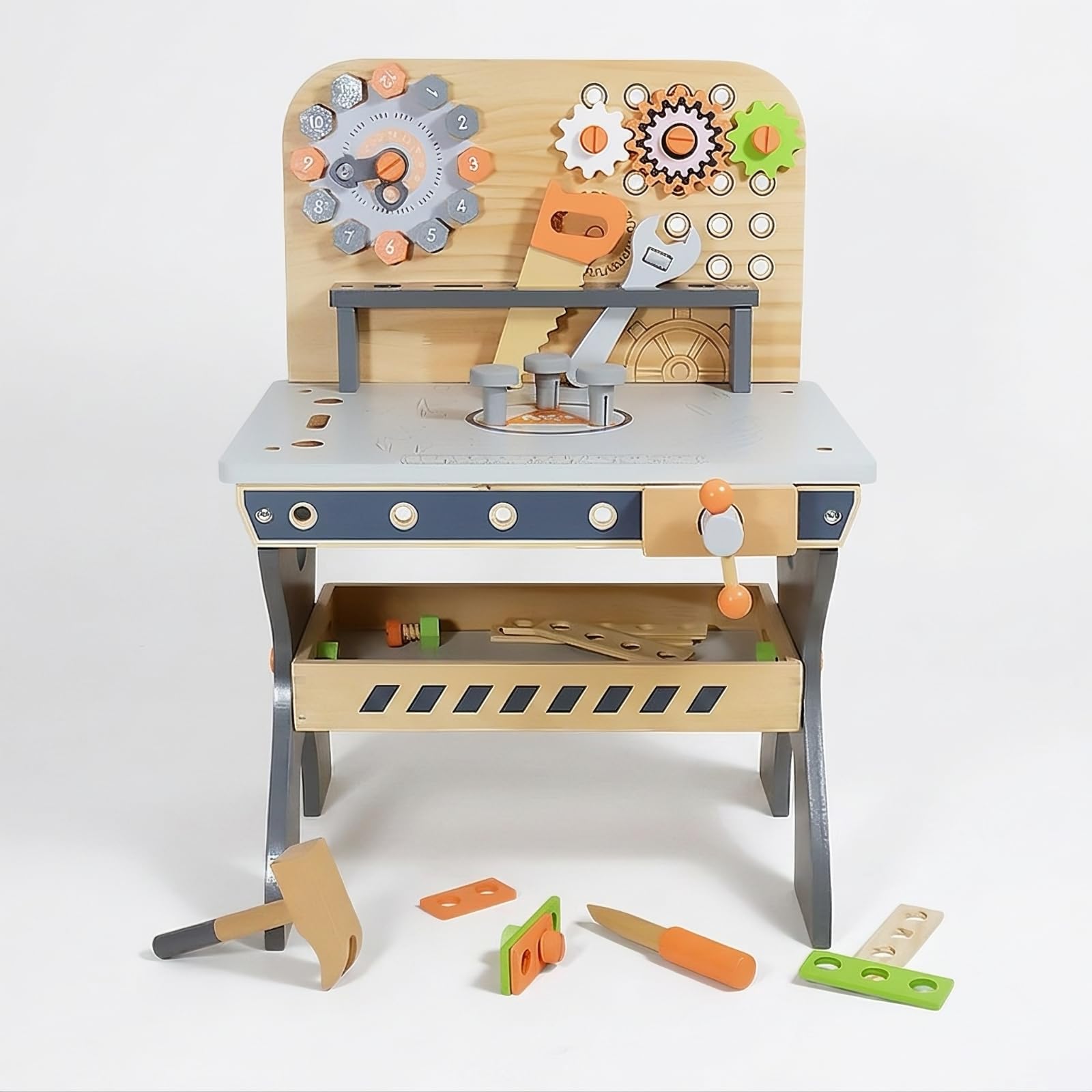 Banco da Lavoro in Legno Creativo | STEAM, Sicuro, Banco da Lavoro con Attrezzi, per Cameretta, Bambini,