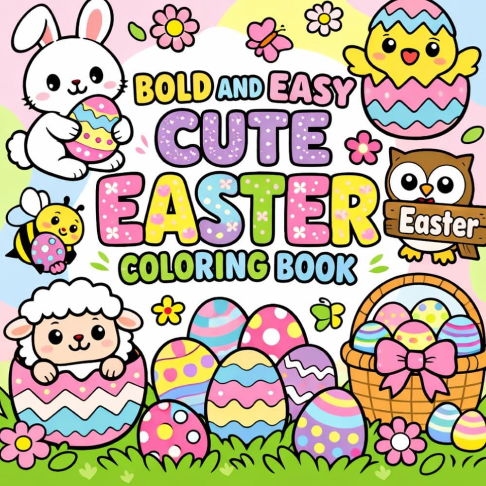 Cute Easter Coloring Book for Adults, Teens, and Kids. 80 Cute and Easy Springtime and Easter Fun Coloring Pages
