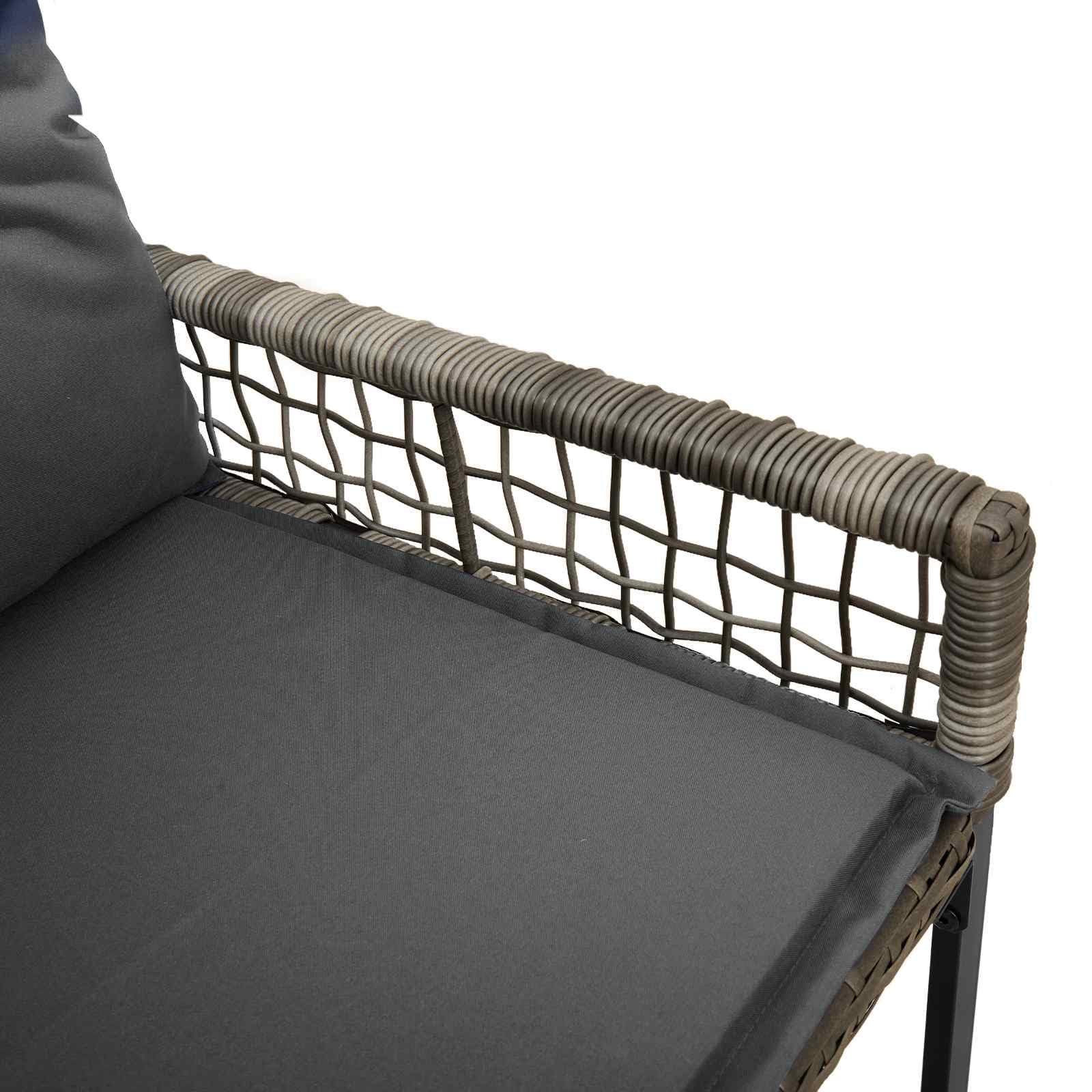 Fengshui Ławka ogrodowa, szara, 118 x 55 x 82 cm, tkanina z polirattanu