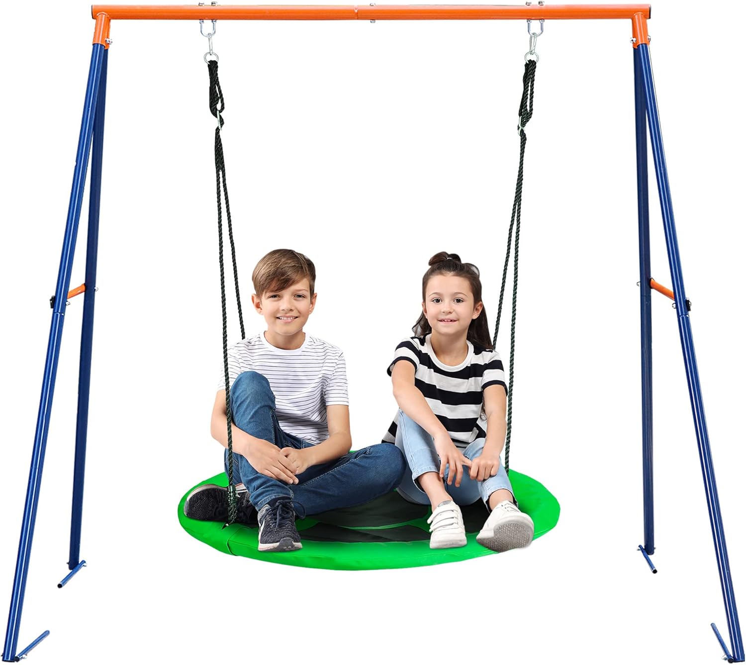 SUPER DEAL Saucer Swing and Stand Set 40 inch Green Swing