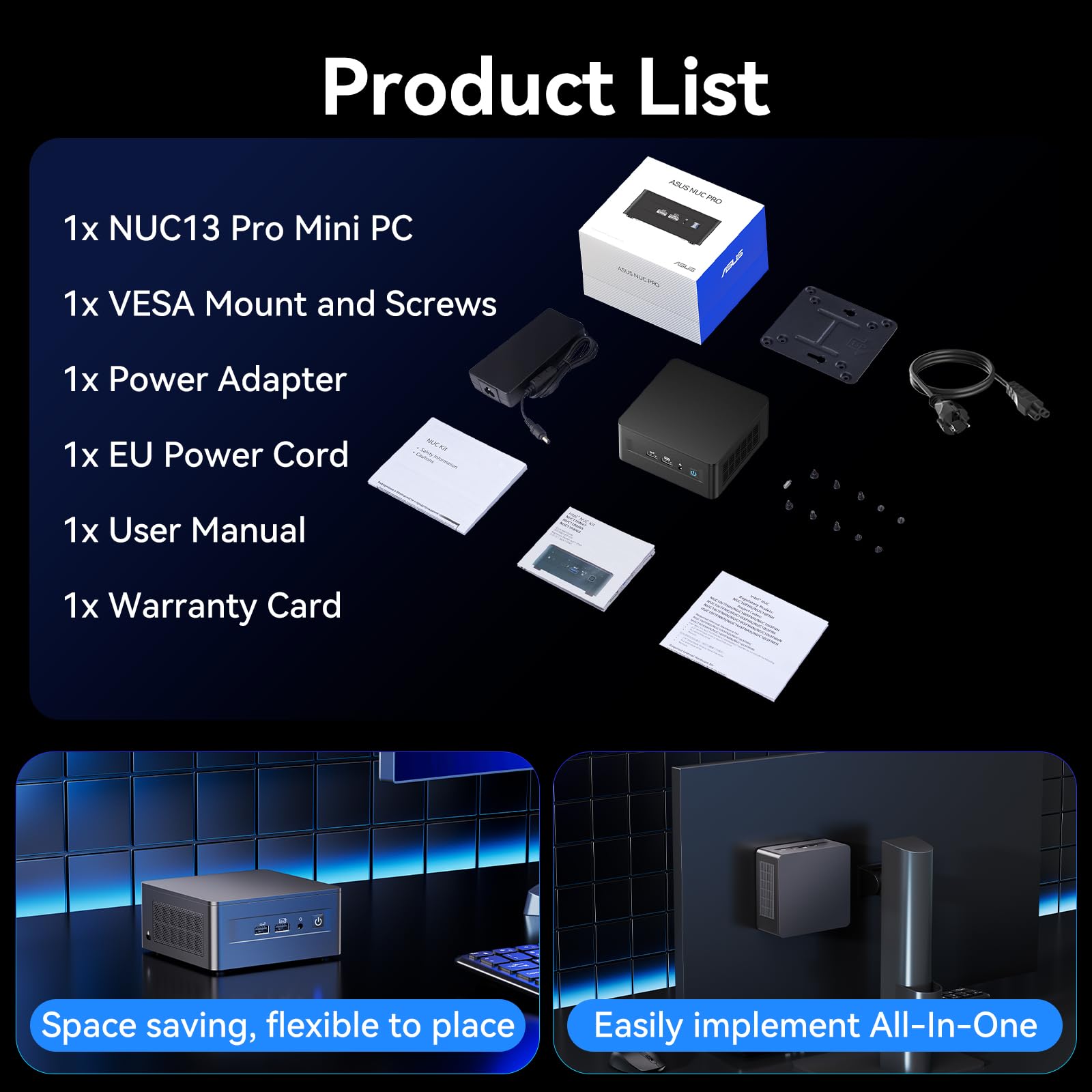 Intel NUC 13 PRO NUC13ANHi5 Arena Canyon, 0 GB di RAM 0 GB SSD SENZA sistema operativo, mini computer desktop Core i5-1340P, 8K/4K UHD, Gigabit Ethernet/WiFi-6 per Barebone aziendali/ufficio/casa