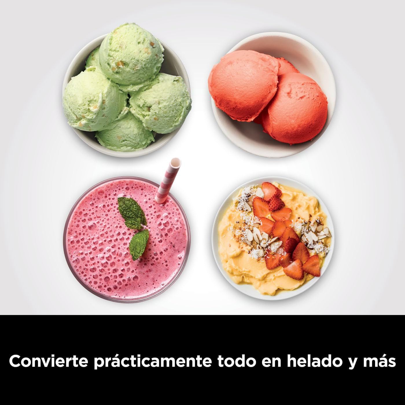 Ninja CREAMi Heladera multifunción, capacidad de 1,4L, 3 tarrinas, 7 programas, Helado, Gelato, Sorbete, Smoothie Bowl, Batido y más, negro/cobre, NC300EUCP — view 4