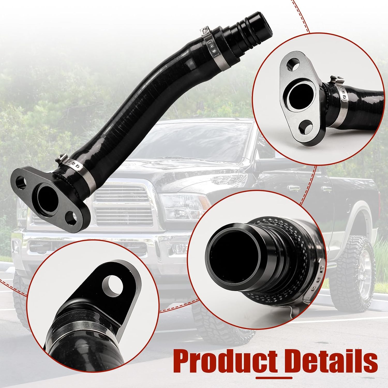 Turbo Drain Tube Kit for 2007-2018 Dodge 2500 3500 Cummins 6.7L | Silicone Aluminum Alloy Direct-Fit Replacement with Built-in O-Rings, # FPE-CTDT-VGT-KIT