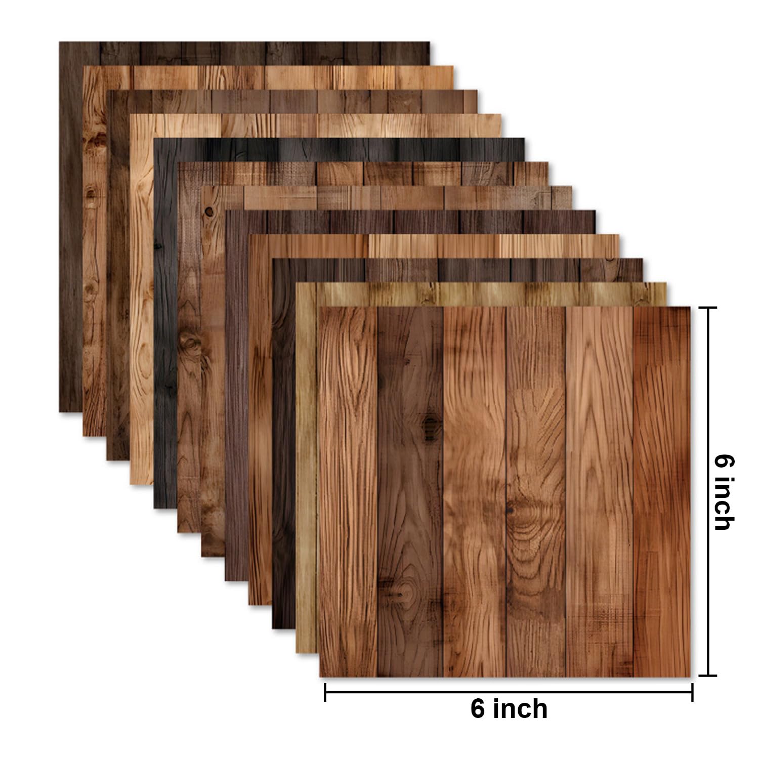 24 hojas de papel con patrón de tablero de madera, 6 x 6 pulgadas, suministros de álbumes de recortes, papel decorativo para manualidades, tarjetas, álbumes de fotos, decoración de diario de basura