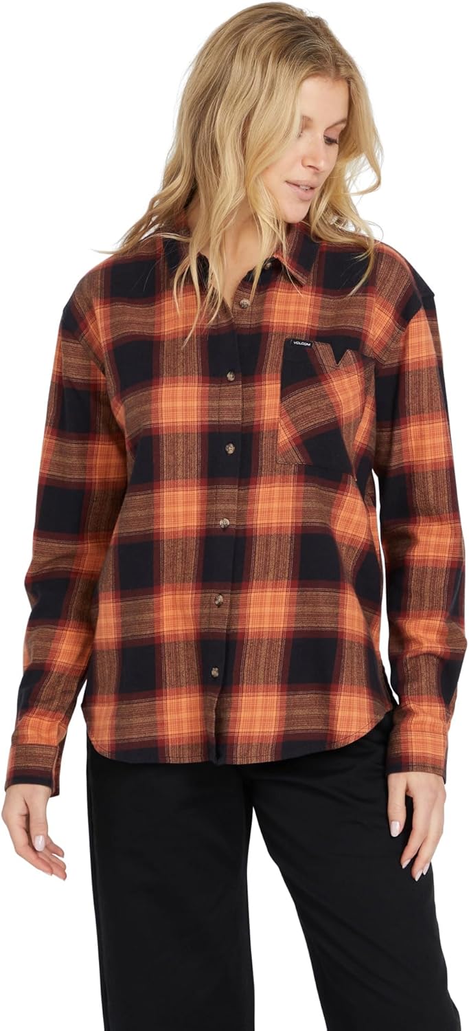 Volcom Women's Plaid to Meet U Long Sleeve Flannel Shirt