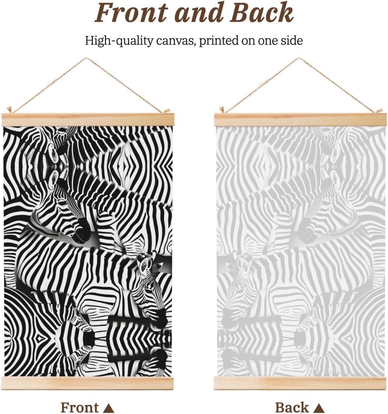 Zebra Print Poster Hanger,Hanging Poster, Poster Frame,Wood Poster Hanger, For Wall Hanging