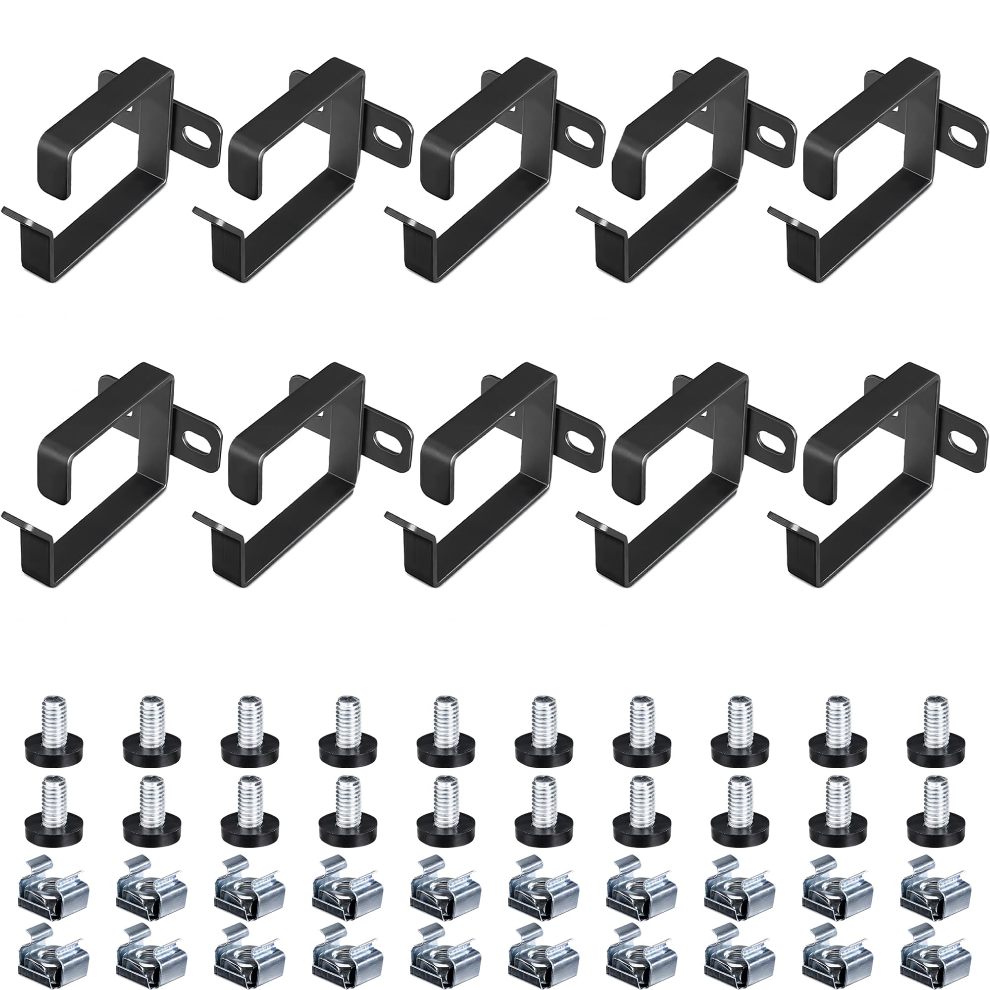 kwmobile Server Rack Cable Management D-Ring Hooks (10 Pieces) - Bracket Organizer Hook Mount Set for Network Patch Cables, Fiber Optic, Power Cords