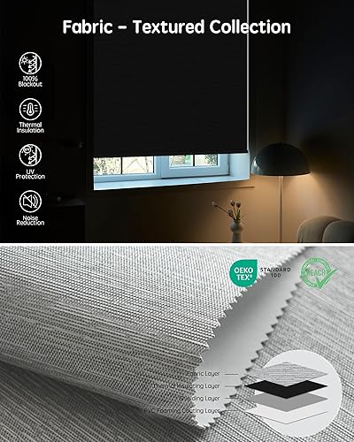 Miniatura 44 de Yoolax Persianas motorizadas con control remoto, persianas inteligentes opacas para ventanas, persianas enrollables motorizadas, persianas Tela