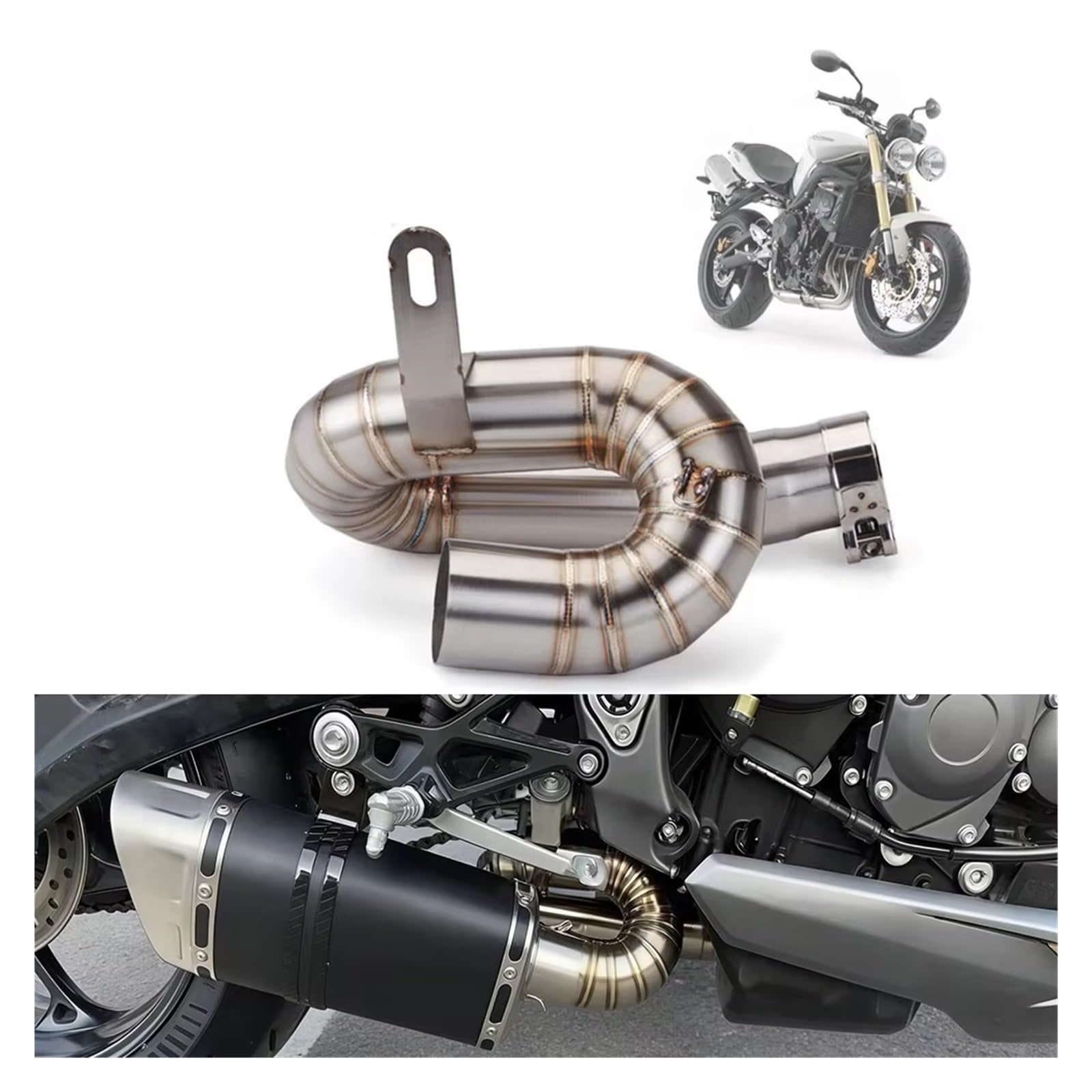 silencioso escape moto Para STREET Para TRIPLE 765R 765S 2017-2024 | Para 765RS Escape tubo de enlace medio silenciador de fibra carbono tubo Escape de motocicleta(Middle)
