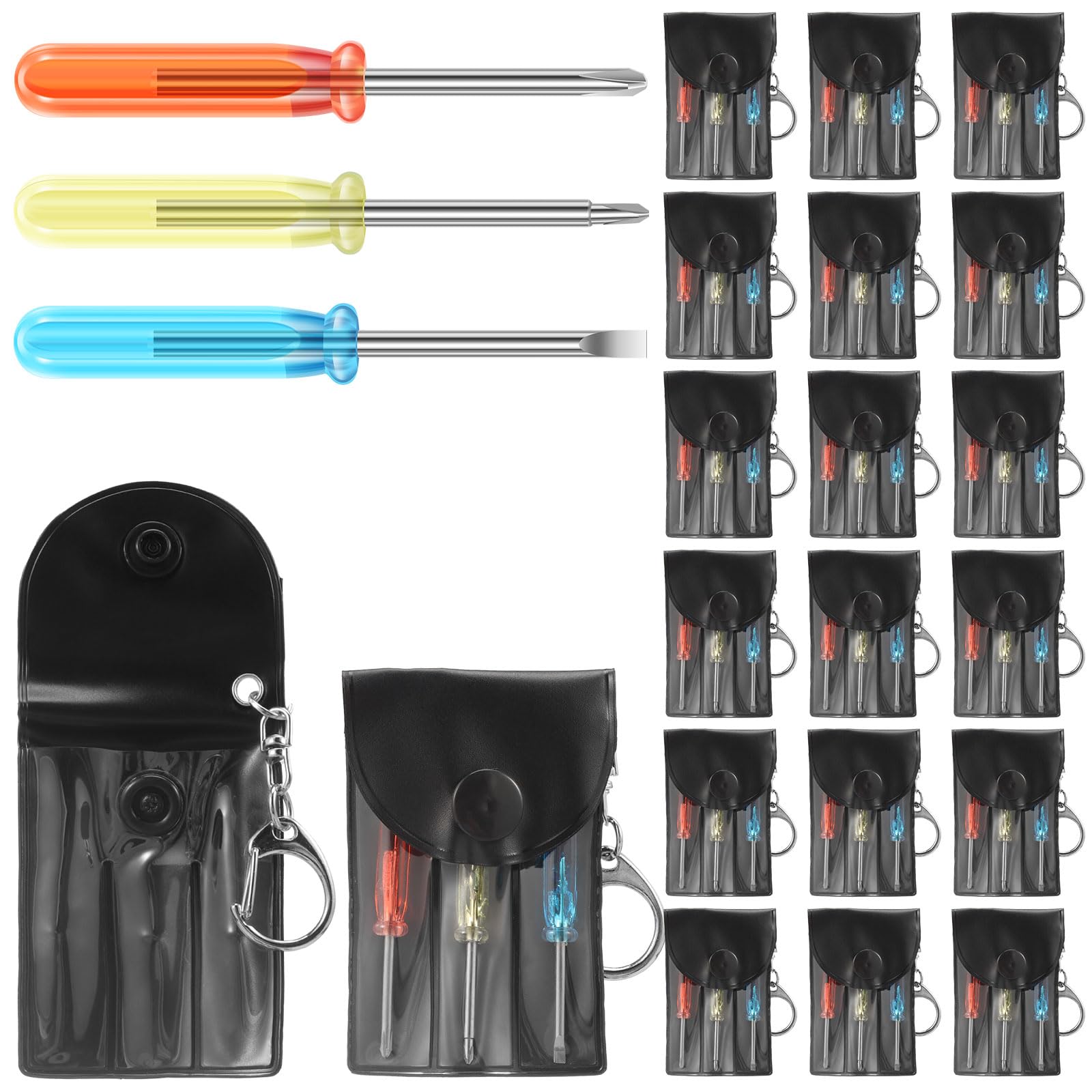 Patnfr As Shown Mini Screwdriver Set With Keychain 20 Pack Stocking Stuffer Adult Bulk 3 Bit Screwdriver With Portable Pouch Mini Tool Kit For Man Farther
