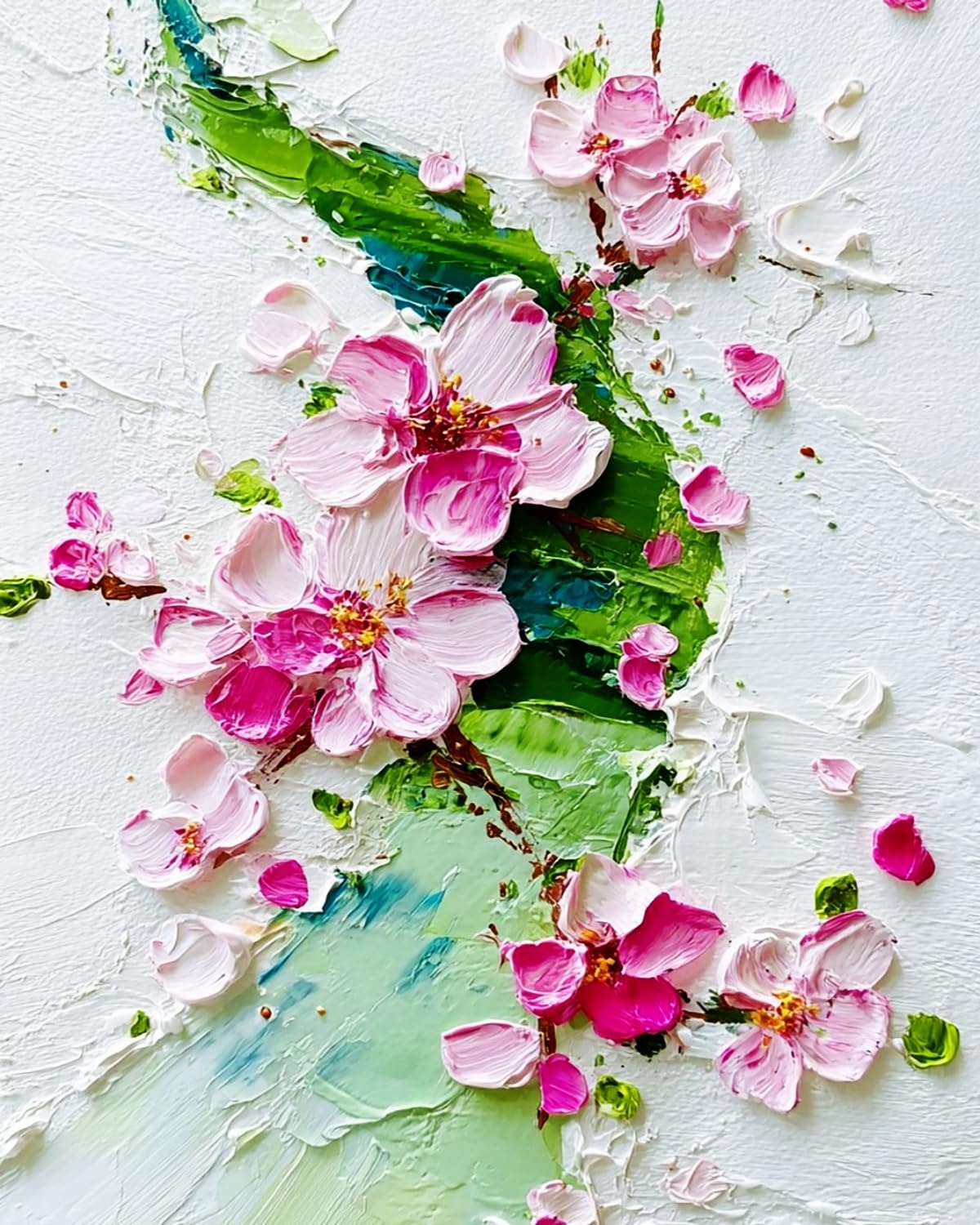 Liubaishi Pink, Green, White Paint By Numbers For Adults, Diy Acrylic Painting Kit, Spring Cherry Blossom Theme, 16X20 Inch Linen Canvas With Brushes And Paints, 240G