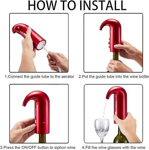Miniatura 3 de Aireador de vino eléctrico con funda rígida de EVA, decantador de vino portátil de un solo toque y dispensador de oxidante de vino bomba para vino
