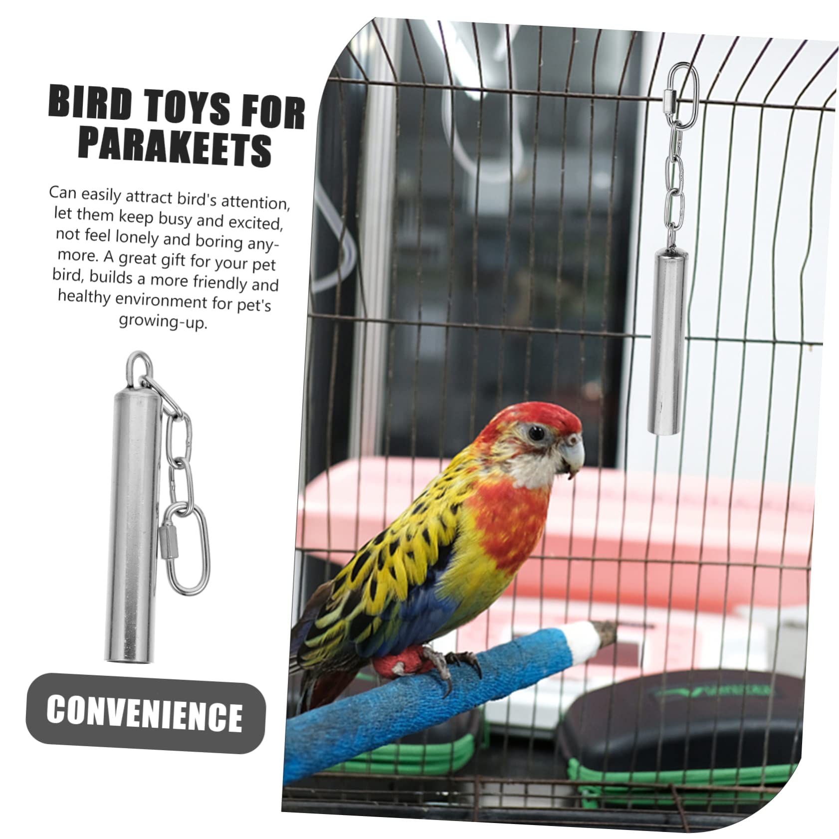VANZACK 3stücke Vogelspielzeug Mit Edelstahlglocke Für Sittiche Und Papageien Und Sicheres Spielzeug Aktivität Und Ihres Für Vogelkäfige Dekoration